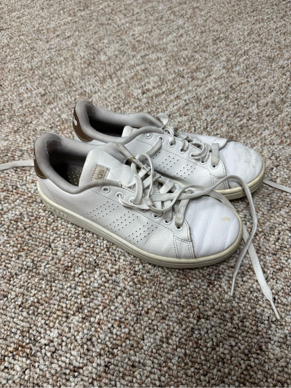 adidas White and Brown Women's Leather Sneakers